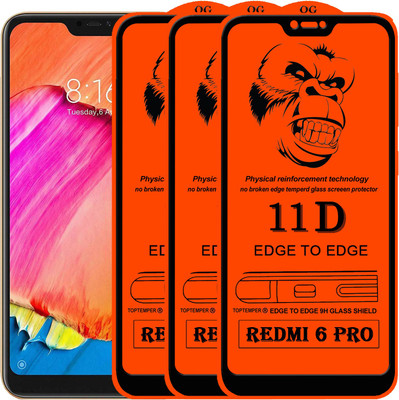 TOPTEMPER Edge To Edge Tempered Glass for Mi Redmi 6 pro(Pack of 3)