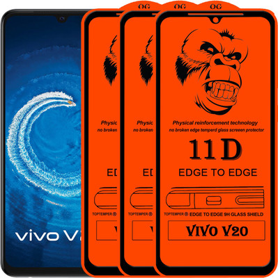 TOPTEMPER Edge To Edge Tempered Glass for VIVO V20(Pack of 3)