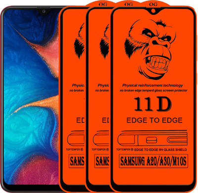 TOPTEMPER Edge To Edge Tempered Glass for SAMSUNG GALAXY A20(Pack of 3)