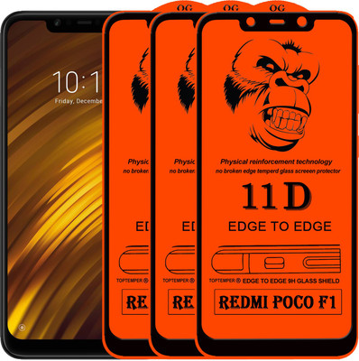 TOPTEMPER Edge To Edge Tempered Glass for POCO F1(Pack of 3)