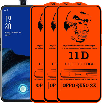 TOPTEMPER Edge To Edge Tempered Glass for OPPO Reno 2z(Pack of 3)