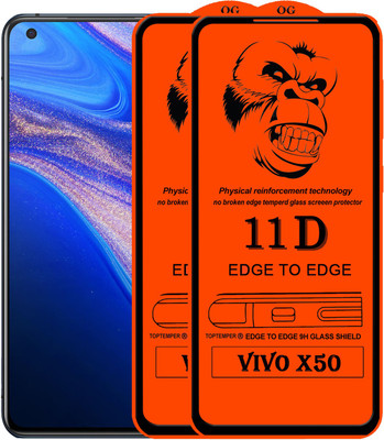 TOPTEMPER Edge To Edge Tempered Glass for VIVO X50(Pack of 2)