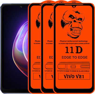 TOPTEMPER Edge To Edge Tempered Glass for VIVO V21(Pack of 3)