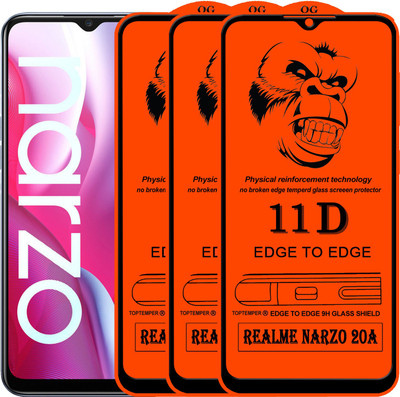 TOPTEMPER Edge To Edge Tempered Glass for REALME NARZO 20A(Pack of 3)