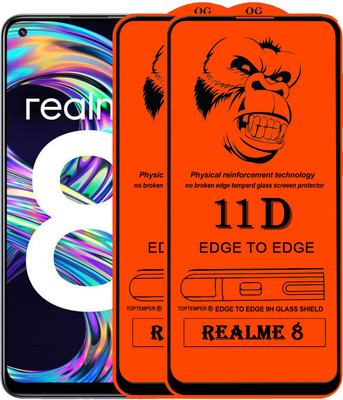 ZUVON Edge To Edge Tempered Glass for REALME 8(Pack of 2)