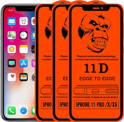 TOPTEMPER Edge To Edge Tempered Glass for Apple iPhone X(Pack of 3)