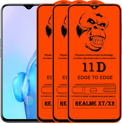TOPTEMPER Edge To Edge Tempered Glass for REALME X2(Pack of 3)