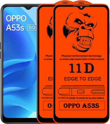 TOPTEMPER Edge To Edge Tempered Glass for OPPO A53S(Pack of 2)