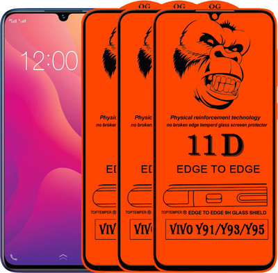 TOPTEMPER Edge To Edge Tempered Glass for VIVO Y91(Pack of 3)
