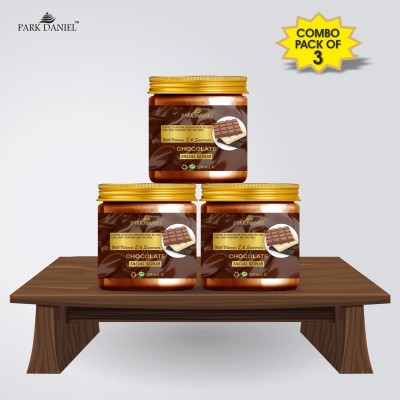 PARK DANIEL Premium Chocolate Facial Scrub- With Vitamin E & Sunscreen Effect- Deep Cleansing, Exfoliation, Pigmentation Removal, Softening & Smoothening, Replenishing & Rejuvenation Combo Pack Of 3 Jars of 200 ml(600 ml) Scrub(600 ml)