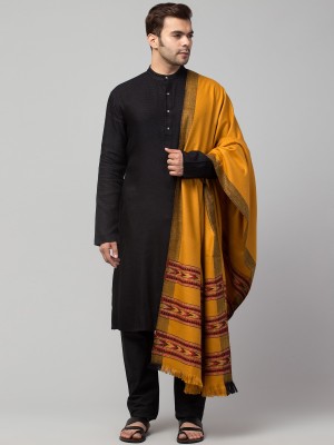 Tweedle Wool Self Design Men Shawl(Yellow)