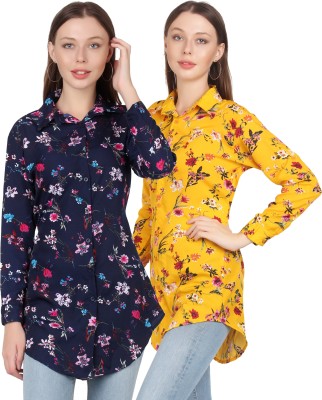 Giggles Women Floral Print Casual Multicolor Shirt(Pack of 2)