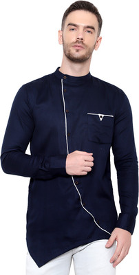 Latest Plus Men Solid Party Blue Shirt