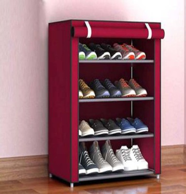 ZENVEXYO EZ Deal 4 Shelve Maroon Metal Shoe Stand(Maroon, 4 Shelves, DIY(Do-It-Yourself))