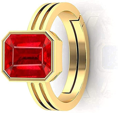 Akshita gems Brass Ruby Gold Plated Ring