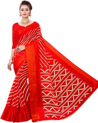 SVB Sarees Printed Daily Wear Silk Blend, Cotton Silk Saree(Red)