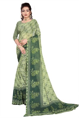 THE PRIVATE LABLE Printed Daily Wear Georgette Saree(Light Green)