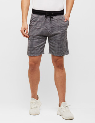 ARDEUR Checkered Men Grey Regular Shorts