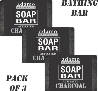 adamo naturals Activated Charcoal soap bar Pack of 3(3 x 100 g)