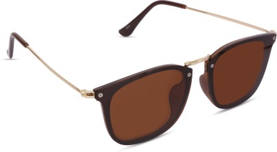 Sunnies Retro Square Sunglasses(For Men & Women, Brown)