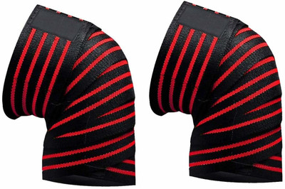 GymWar Weight Lifting Knee Wraps Heavy Duty Elastic Compression Support for Squats, Gym Knee Support(Red)