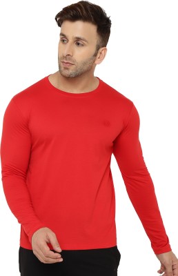 CHKOKKO Solid Men Round Neck Red T-Shirt