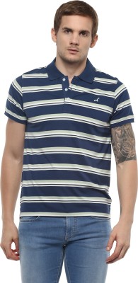 American Crew Striped Men Polo Neck Multicolor T-Shirt