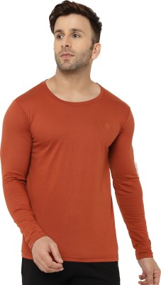 CHKOKKO Solid Men Round Neck Orange T-Shirt