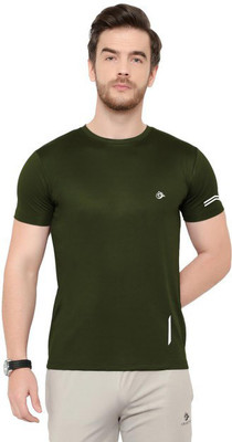Cruister Sporty Men Round Neck Dark Green T-Shirt