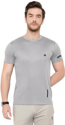 Cruister Solid Men Round Neck Grey T-Shirt