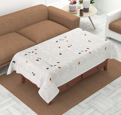 golden leaf Self Design 4 Seater Table Cover(White, Cotton, Polyester)