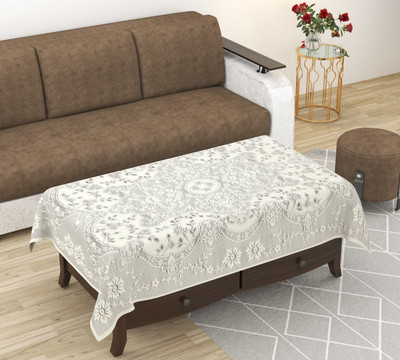 FAIRY HOME Embroidered 4 Seater Table Cover(Cream, Polyester)