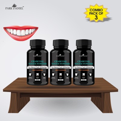 PARK DANIEL Coconut Shell Charcoal Teeth Whitening Powder -Naturally Whiten Teeth, Removes Stains & Removes Bad Breath(ENAMEL Safe & Suitable for Sensitive teeth) Combo pack of 3 Bottles of 50 gms(150 gms)(150, Pack of 3)
