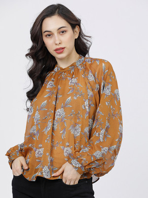 Tokyo Talkies Casual Full Sleeve Printed Women Red Top