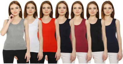 Kavya Creation Casual Solid Women Dark Blue, Red, White, Maroon, Blue, Black, Grey Top