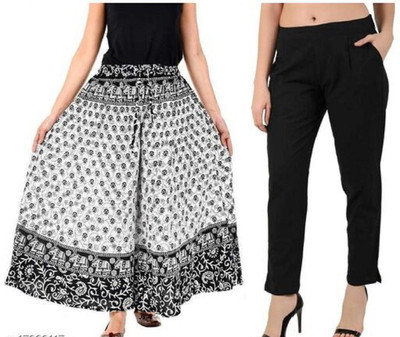 Stylo Urban Flared Women Black, White Trousers