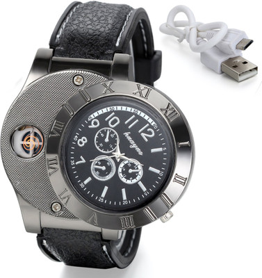WRADER Windproof (UPGRADED VERSION) ORIGINAL USB Charging Cigarette Lighter Watch Flameless Cigarette Lighter Watch Cigarette Lighter(Black)