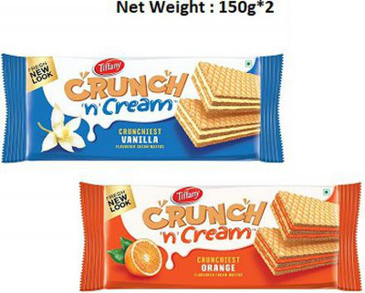Tiffany Crunch n Cream Wafer - Vanilla And Orange Flavour - 150g (Pack of 2)(Imported) Waffles(2 x 150 g)