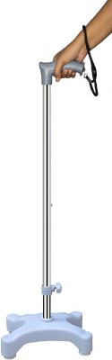 KDS SURGICAL 4 Leg Quadripod Chroome Height Adjustable For Unisex With Dori - Grey Walking Stick