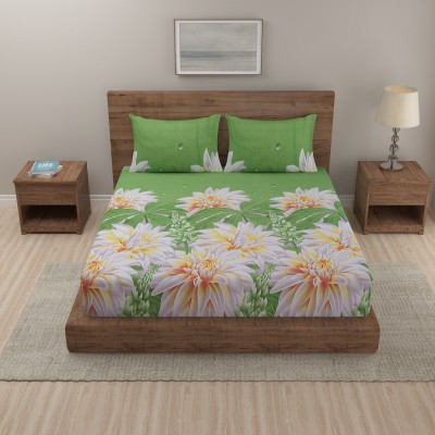 FIDATO 104 TC Microfiber Double Floral Flat Bedsheet(Pack of 1, Multicolor)