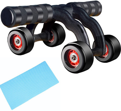 LACOPINE 4 Wheel Ab Roller Power Abdominal Roller Fitness Gym Exercise Body Building Ab Exerciser(Black)