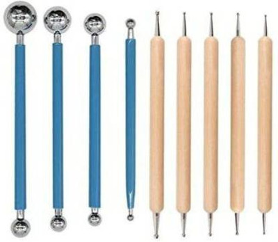 Sabahz Trading Dotting Tools Set, 9 Pieces Dotting Sculpting Modeling Tools For Mandala Rock Painting, Pottery Clay Craft (Multicolor)