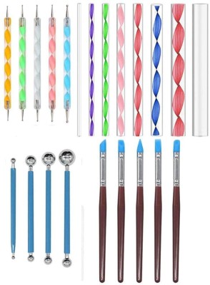 Sabahz Trading 22Pcs Dotting Painting Tools with Mandala Set Pen Dotting with Mandala Stencil Kit Ball Stylus Clay Sculpting Carving Tools, Multicolour