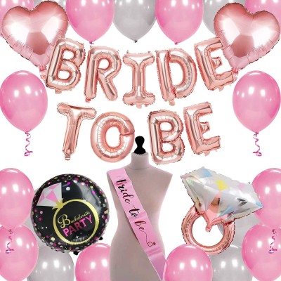 Party Propz Bride To Be Combo - 38Pcs Bride To Be Props And Decoration With Bride To Be Banner, Metallic Balloons, Confetti Balloon With Sash and Headband / Bridal Shower Decorations Set / Bachelorette(Set of 38)