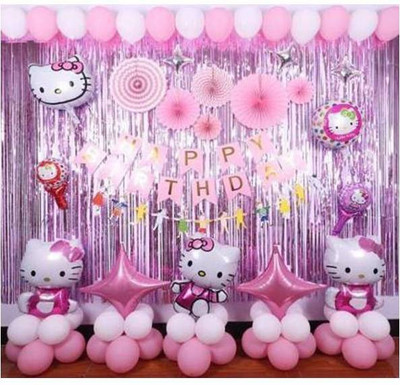 SQE 3,kitty birthday combo party Hello Kitty Balloon Decoration Kit Multi Printed(Set of 40)
