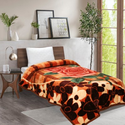Signature Printed Double Mink Blanket for  Heavy Winter(Polyester, Brown)