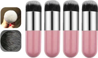 Bingeable 4 Pcs Foundation Round Makeup Brush Flat Top for Face - Perfect For Blending Liquid, Cream or Flawless Cosmetics - Buffing, Stippling, Concealer(Pack of 1)