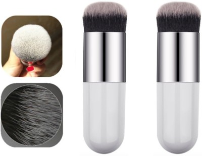 Bingeable 2 Pcs Foundation Round Makeup Brush Flat Top for Face - Perfect For Blending Liquid, Cream or Flawless Cosmetics - Buffing, Stippling, Concealer(Pack of 1)