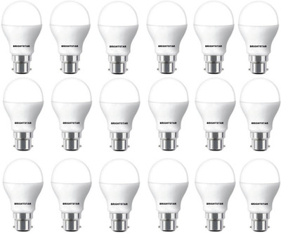Brightstar 9 W Basic Round B22 LED Bulb(White, Pack of 18)