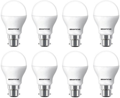 Brightstar 9 W Basic Round B22 LED Bulb(White, Pack of 8)